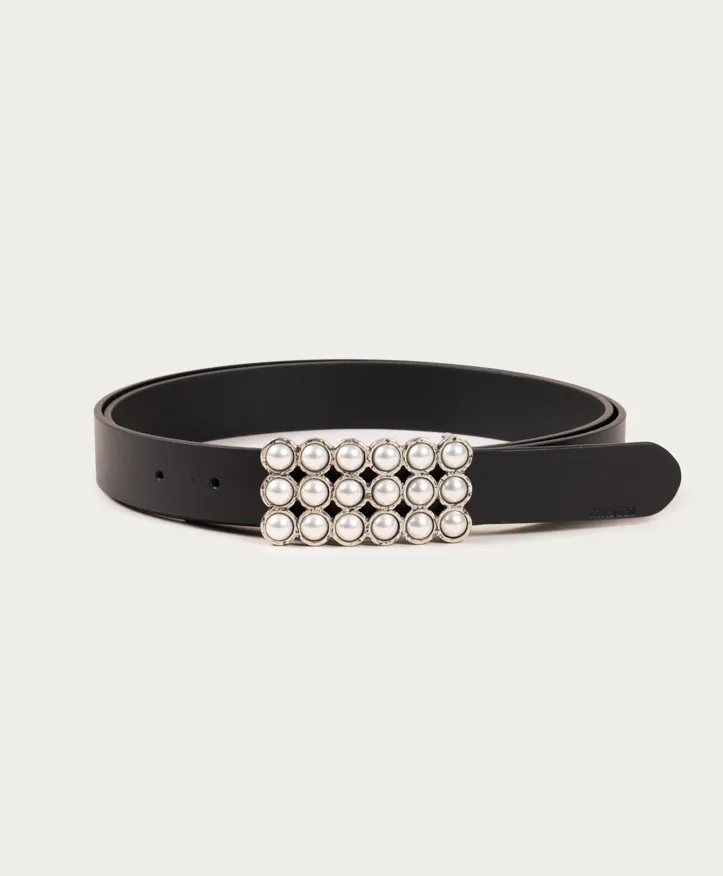 Cinturón Anaïs. Preciosa hebilla rectangular adornada con perlas. - Imagen 2