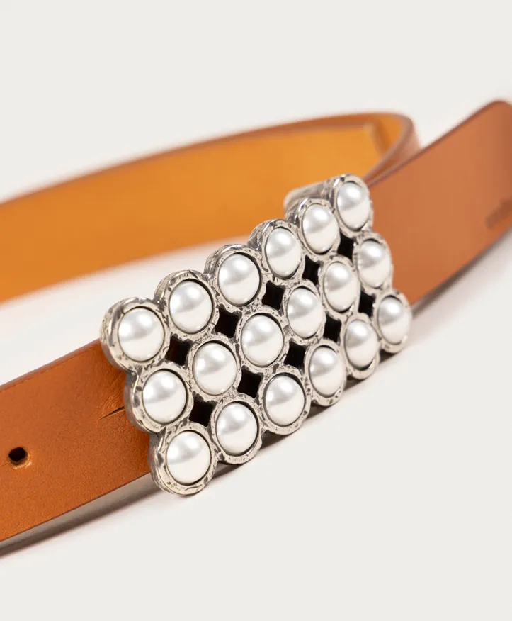Cinturón Anaïs. Preciosa hebilla rectangular adornada con perlas. - Imagen 5