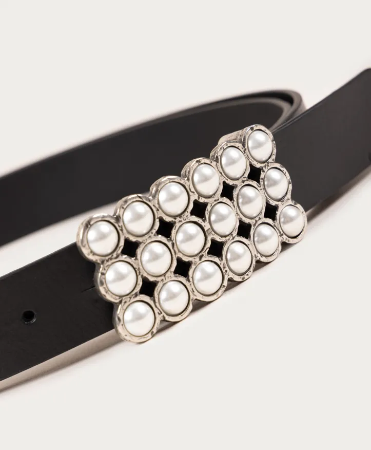 Cinturón Anaïs. Preciosa hebilla rectangular adornada con perlas. - Imagen 6