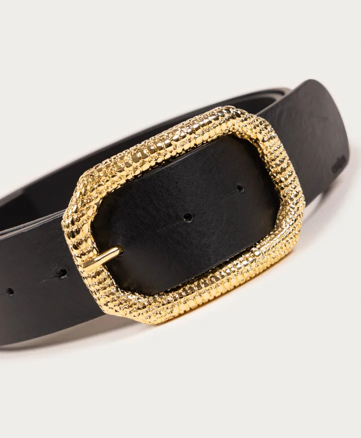Cinturón Lizard Oro. Hebilla rectancular dorada con grabado lagarto. - Imagen 4