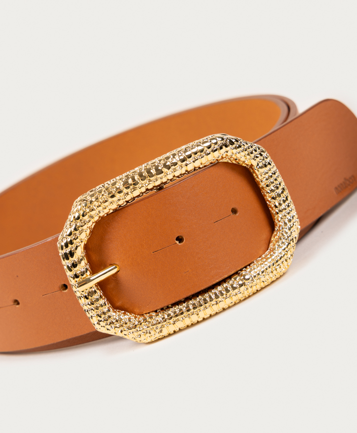 Belt Lizard Oro. Golden buckle with lizard engraving. - Image 5