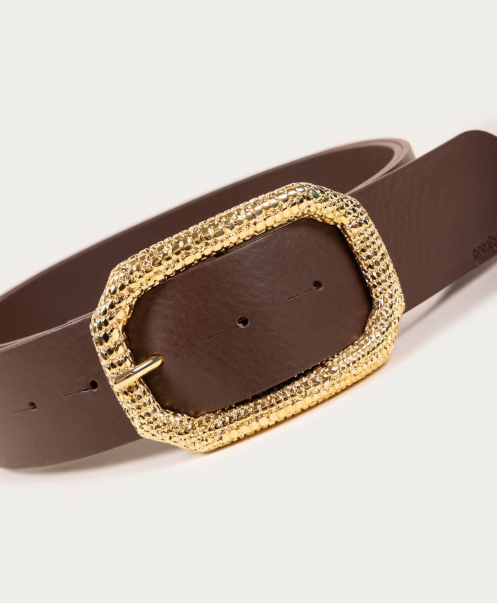 Belt Lizard Oro. Golden buckle with lizard engraving. - Image 6