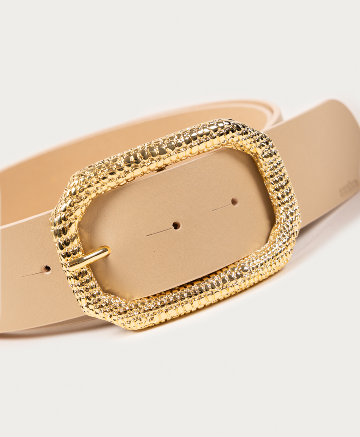 Belt Lizard Oro. Golden buckle with lizard engraving. - Image 8