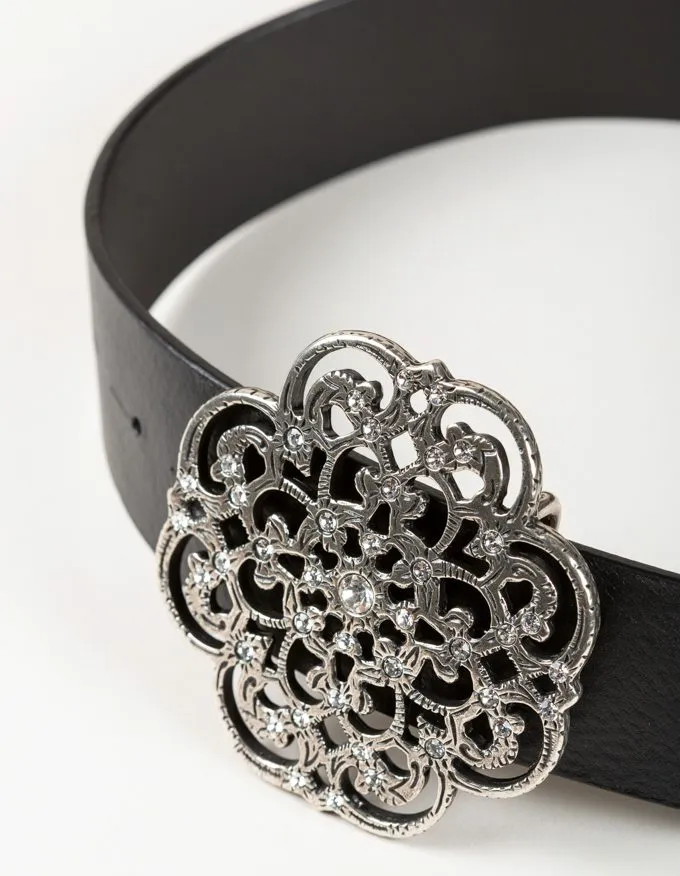 Belt Istambul. Flower shaped buckle with crystals.