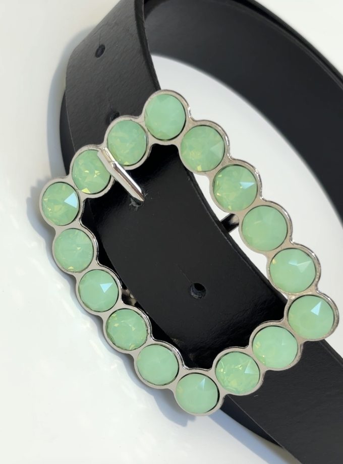 Cinturón Mini Inona Mint. Ancho 3 cm con hebilla cristales color verde claro