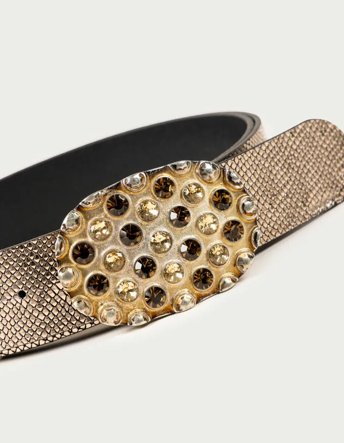 Belt Cleo Dore. Elegant golden buckle.