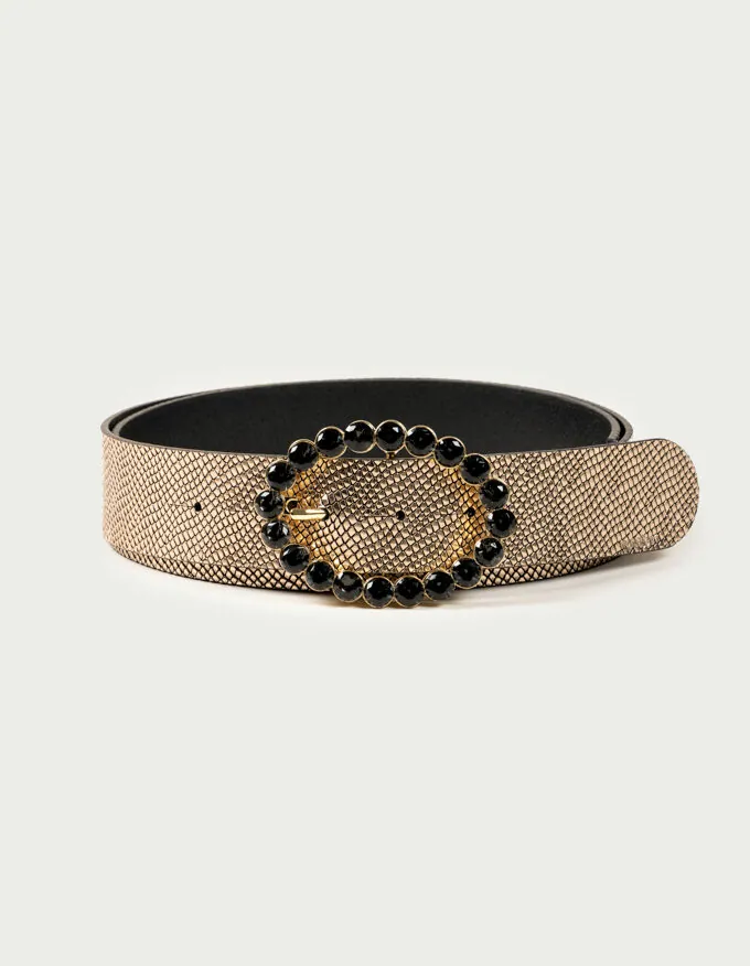 Belt Bubble Fumé. Fumé crystal jewel buckle.