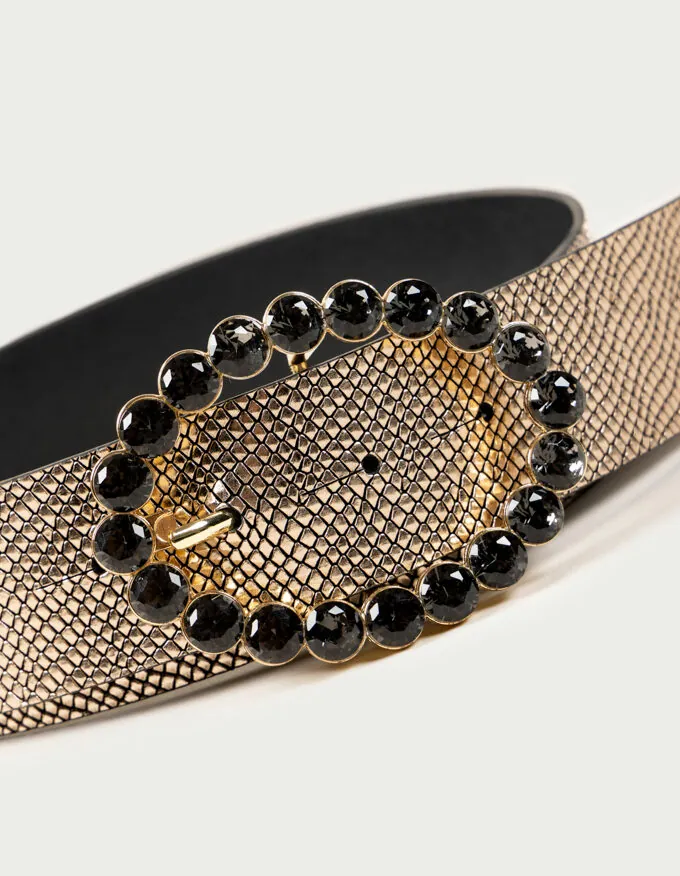Belt Bubble Fumé. Fumé crystal jewel buckle.