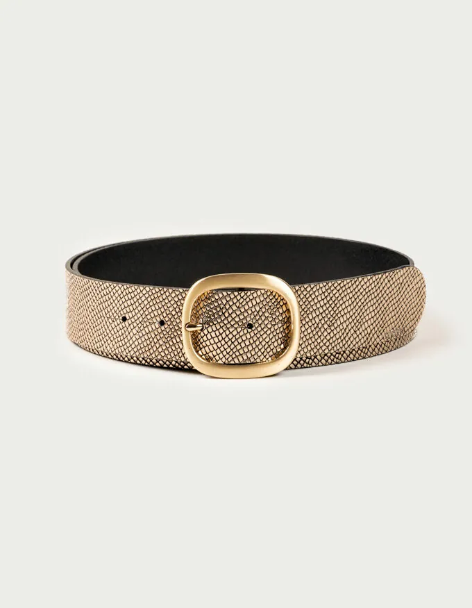 Belt Nina. Elegant satin gold buckle.