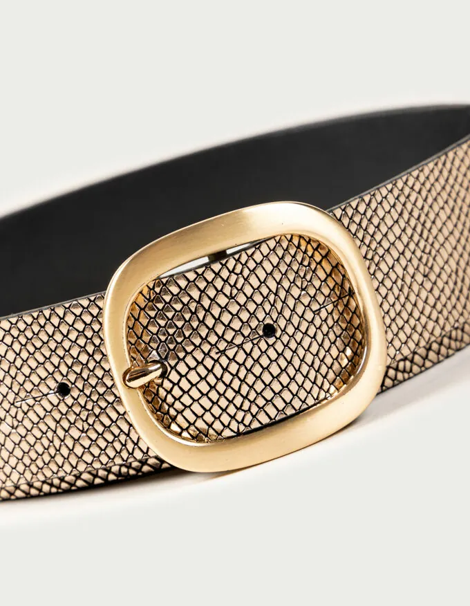 Belt Nina. Elegant satin gold buckle.