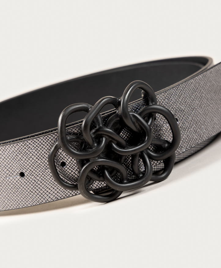 Belt Nus Nero. Leather belt with black buckle. - Image 8