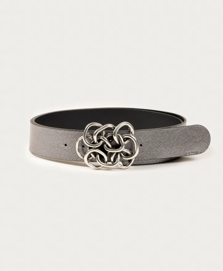 Nus Silver. Cinturón con hebilla plateada.