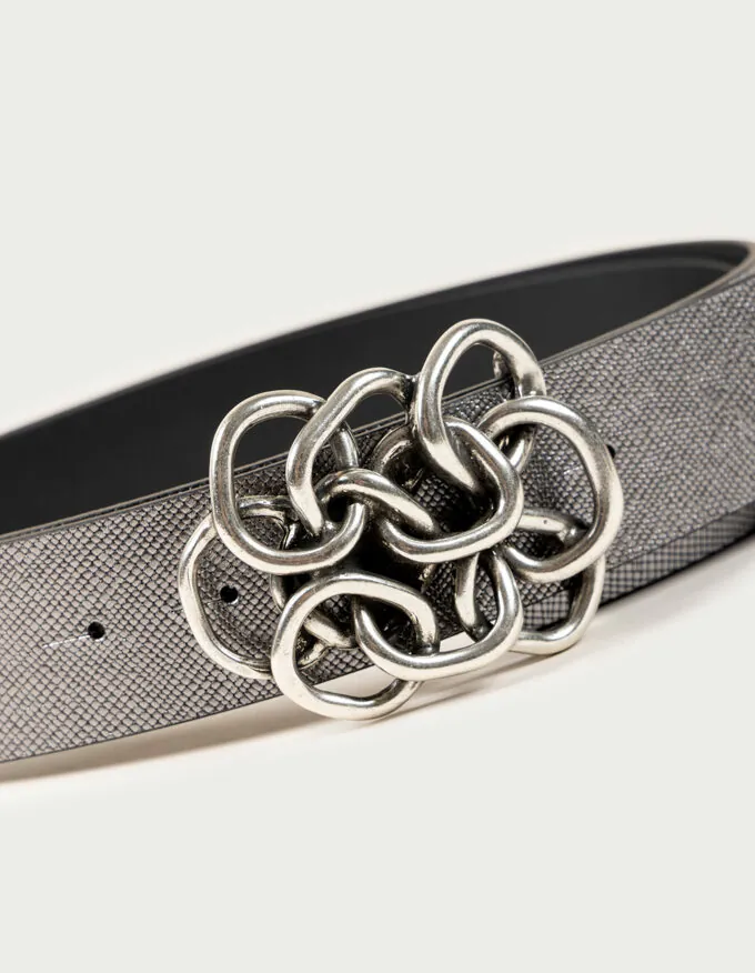 Nus Silver. Cinturón con hebilla plateada.