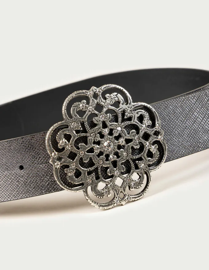 Belt Istambul. Flower shaped buckle with crystals.
