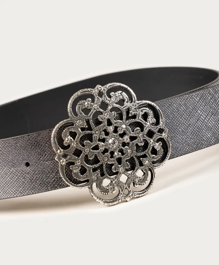 Cinturón Istambul. Hebilla en forma de flor con brillantes. - Imagen 4