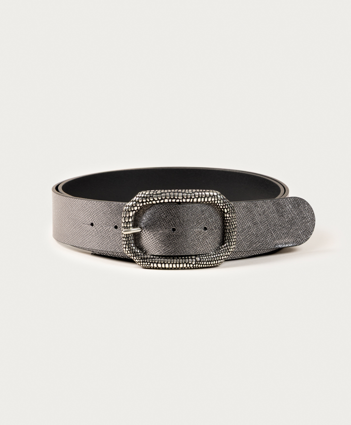 Silver Lizard Belt. Silver engraved buckle.