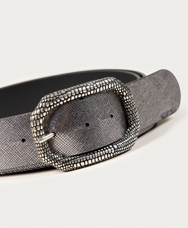Silver Lizard Belt. Silver engraved buckle. - Image 8
