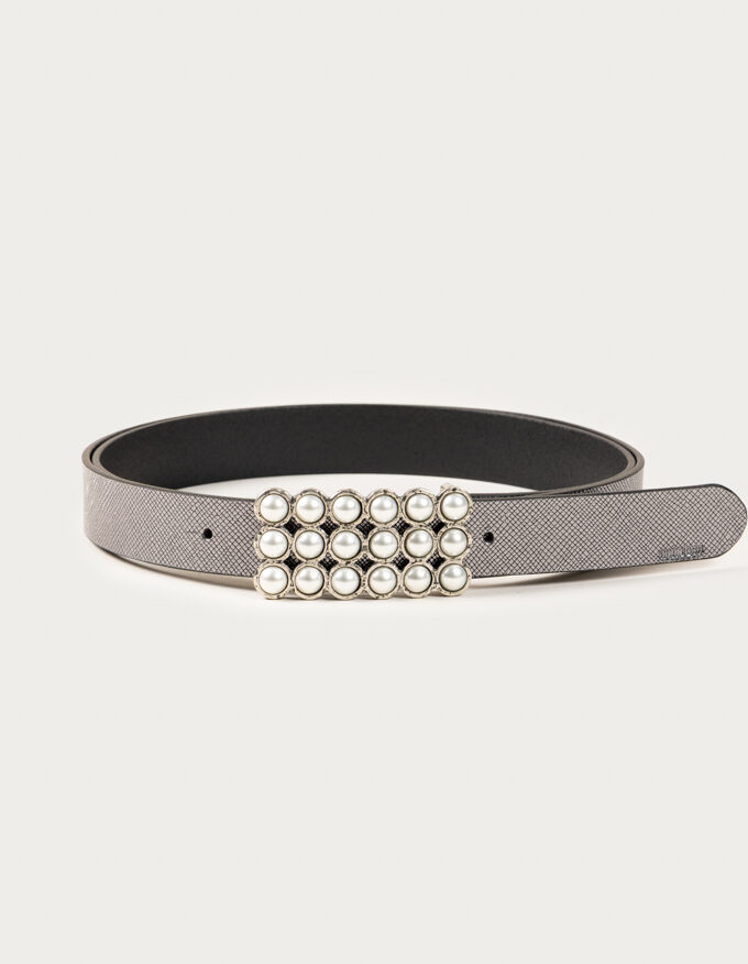 Cinturón Anaïs. Preciosa hebilla rectangular adornada con perlas.