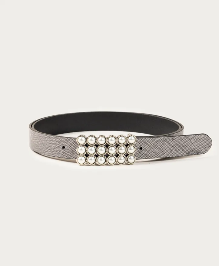Cinturón Anaïs. Preciosa hebilla rectangular adornada con perlas.
