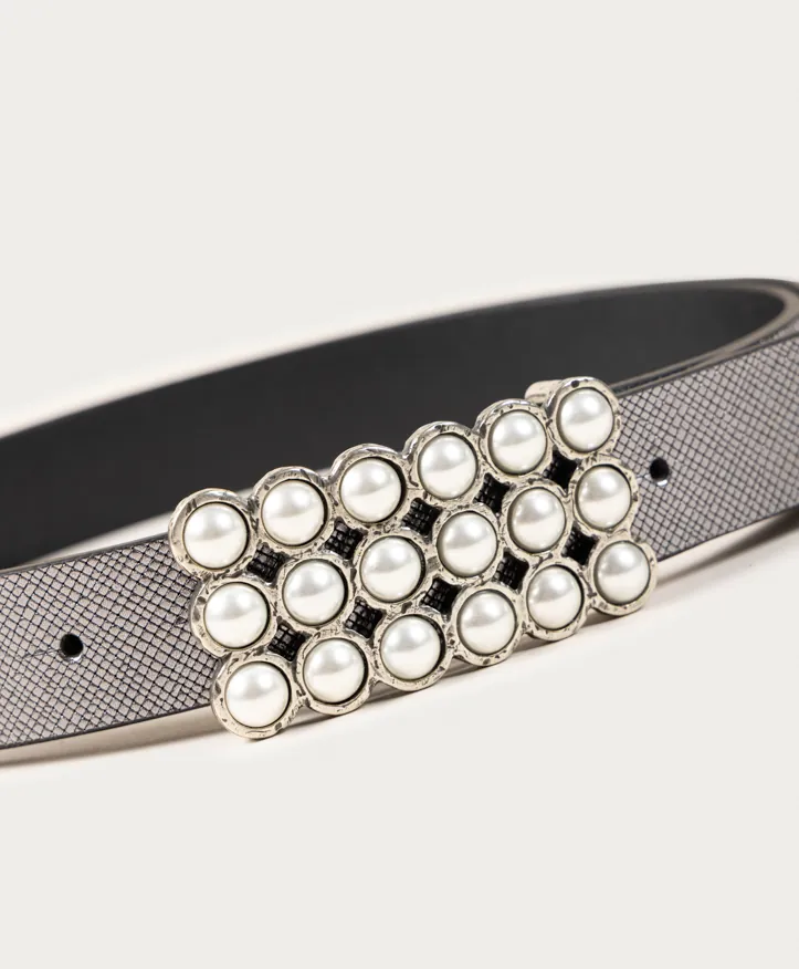 Cinturón Anaïs. Preciosa hebilla rectangular adornada con perlas. - Imagen 8