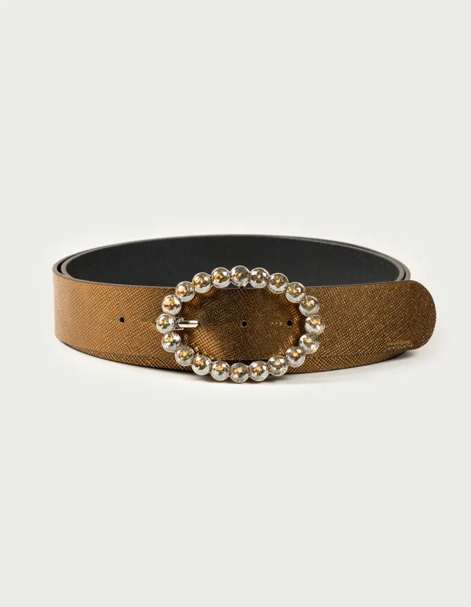 Belt Bubble Doré. Gold crystals buckle.