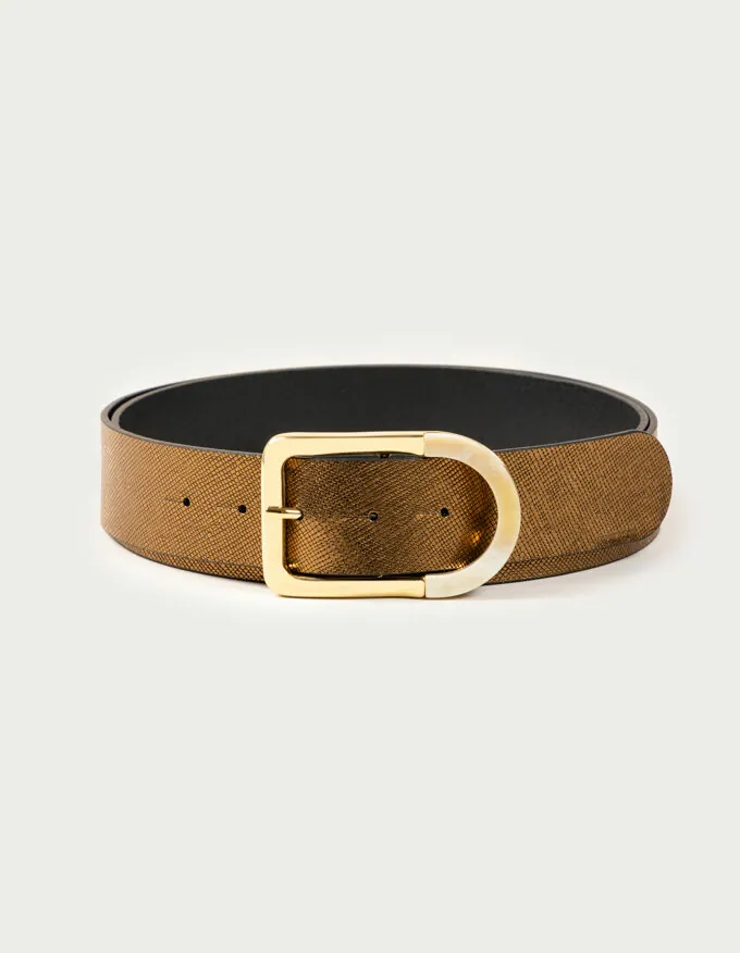 Belt Kenya. Gold buckle with natural horn