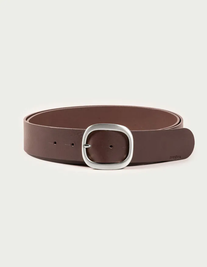 Belt Nina in Silver. Elegant satin silver buckle.